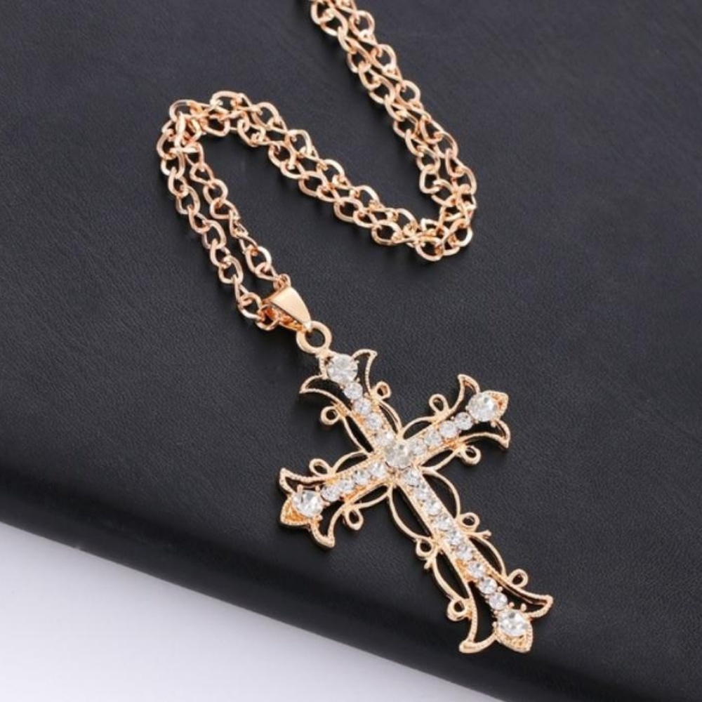 Gold Adjustable Holy Bling Cross Necklace